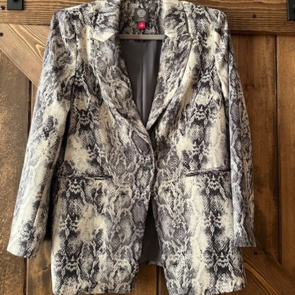 Vince Camuto Black White Gray Snake Skin Print Blazer Jacket Sz 12 NWT - Picture 11 of 16